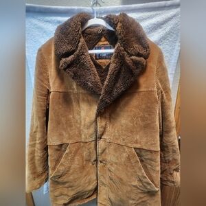 Westminster Club Coat Mens size 44R Brown vintage sherpa lined corduroy